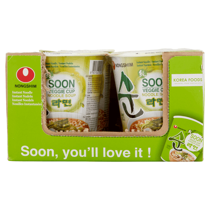 Nongshim Soon Veggie Cup Noodle Soup 6 x 67g - UK Food & Drink - 8801043028127