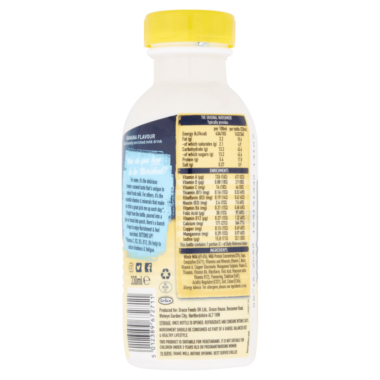 Nurishment Original Banana Flavour Milk Drink 330ml - UK Food & Drink - 5012389672711