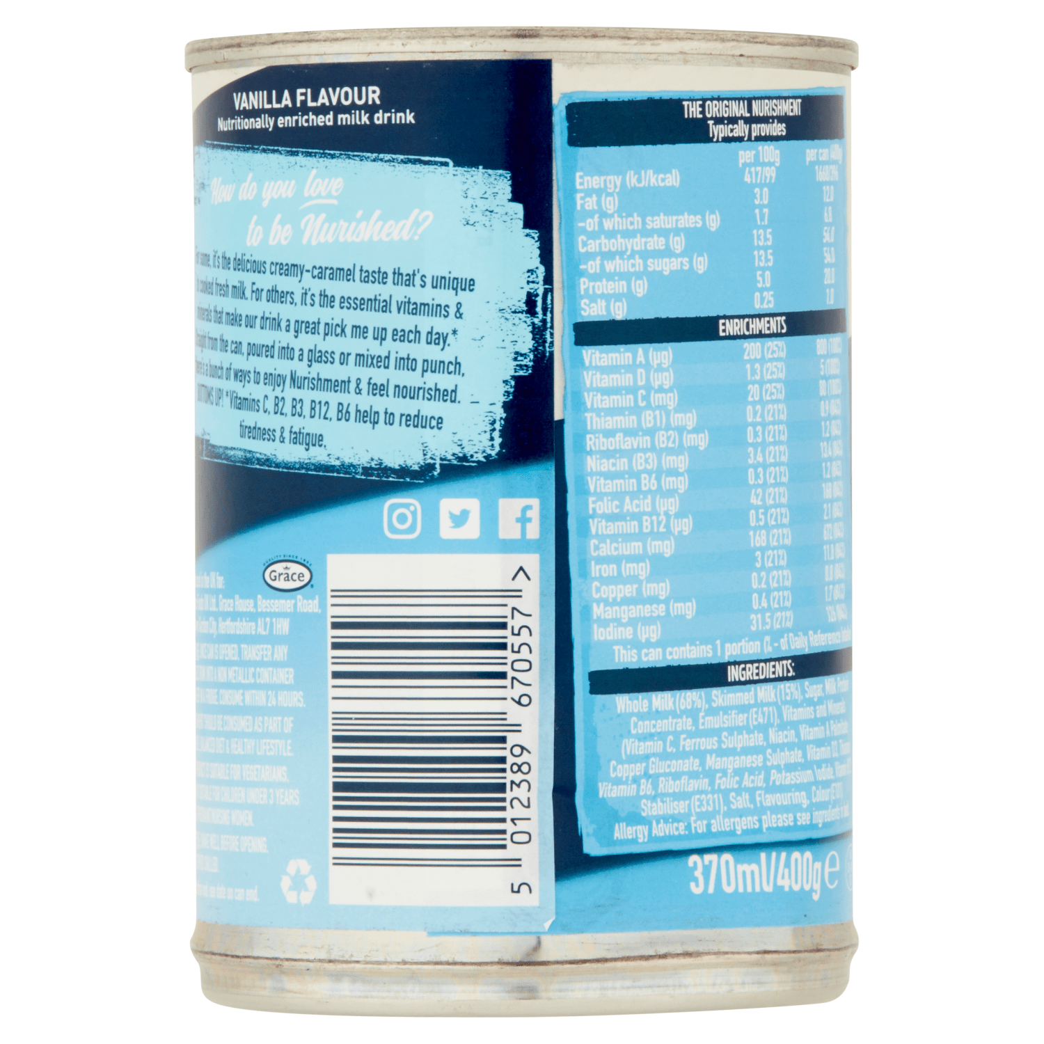 Nurishment The Original Vanilla Flavour 400g - UK Food & Drink - 5012389670557