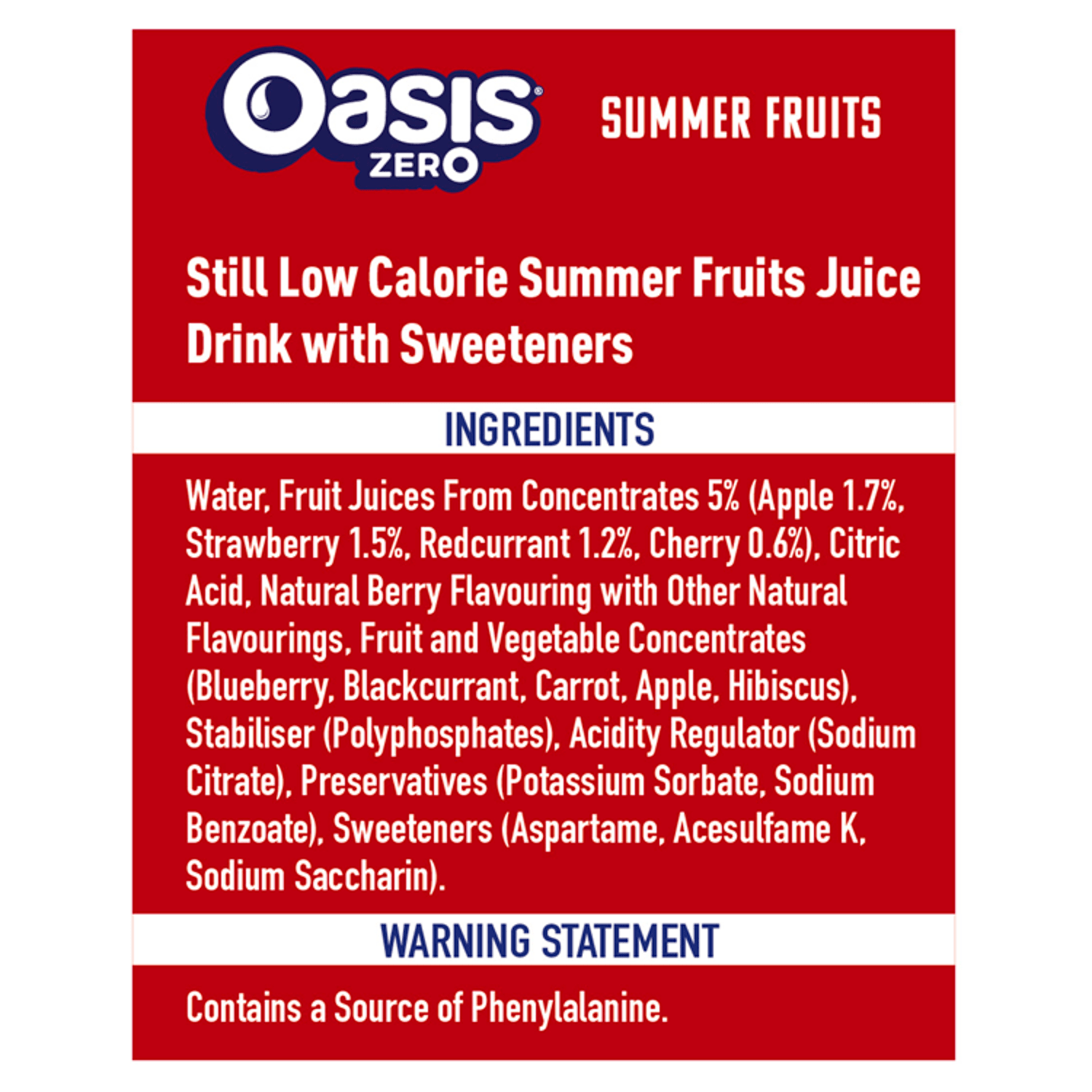 Oasis Summer Fruits Light 500ml - UK Food & Drink - 54493049