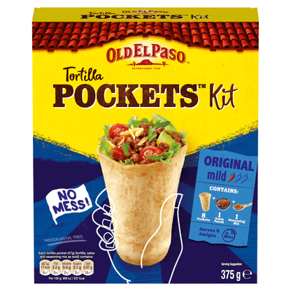Old El Paso 8 Tortilla Pockets Kit Original 375g - UK Food & Drink - 8410076474704