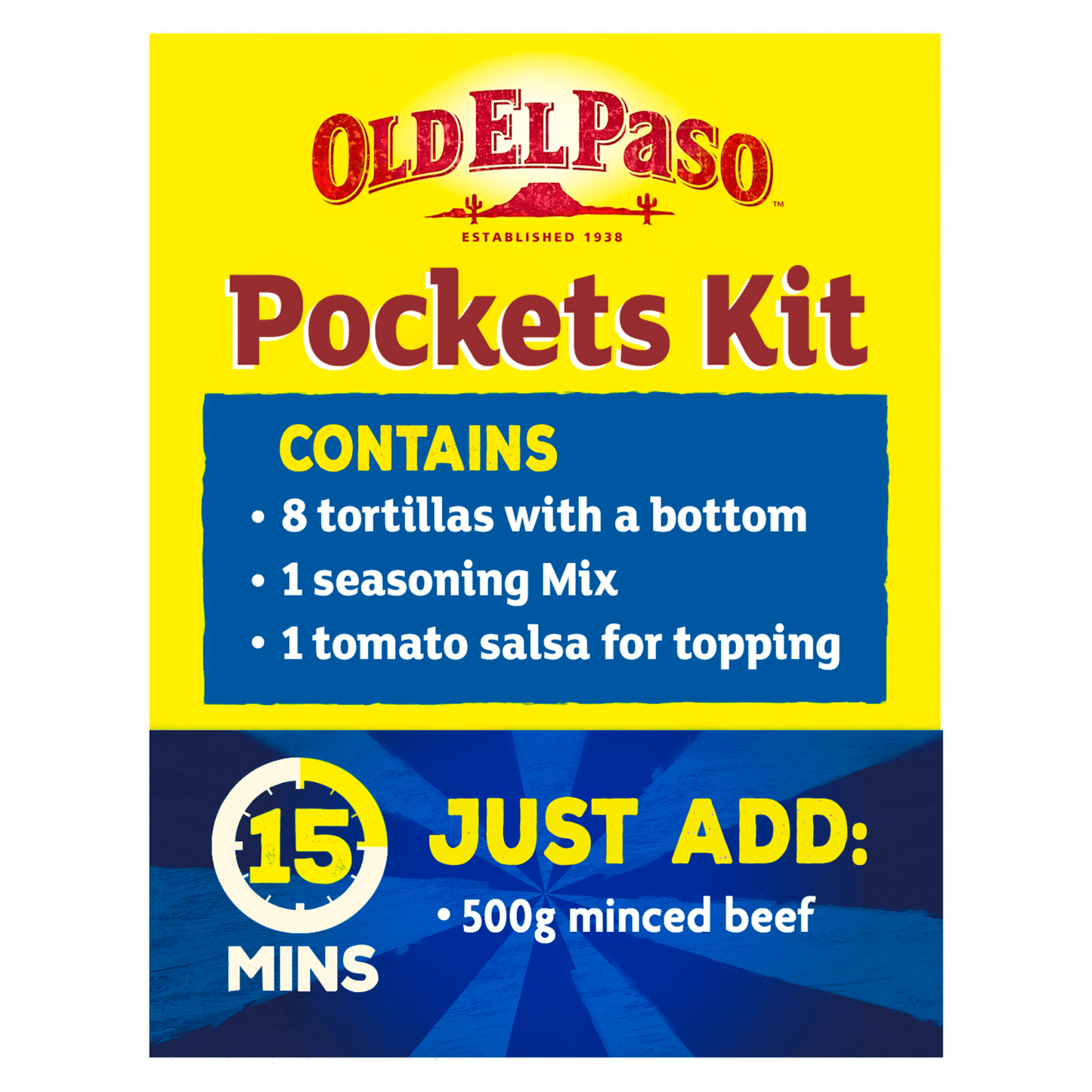 Old El Paso 8 Tortilla Pockets Kit Original 375g - UK Food & Drink - 8410076474704