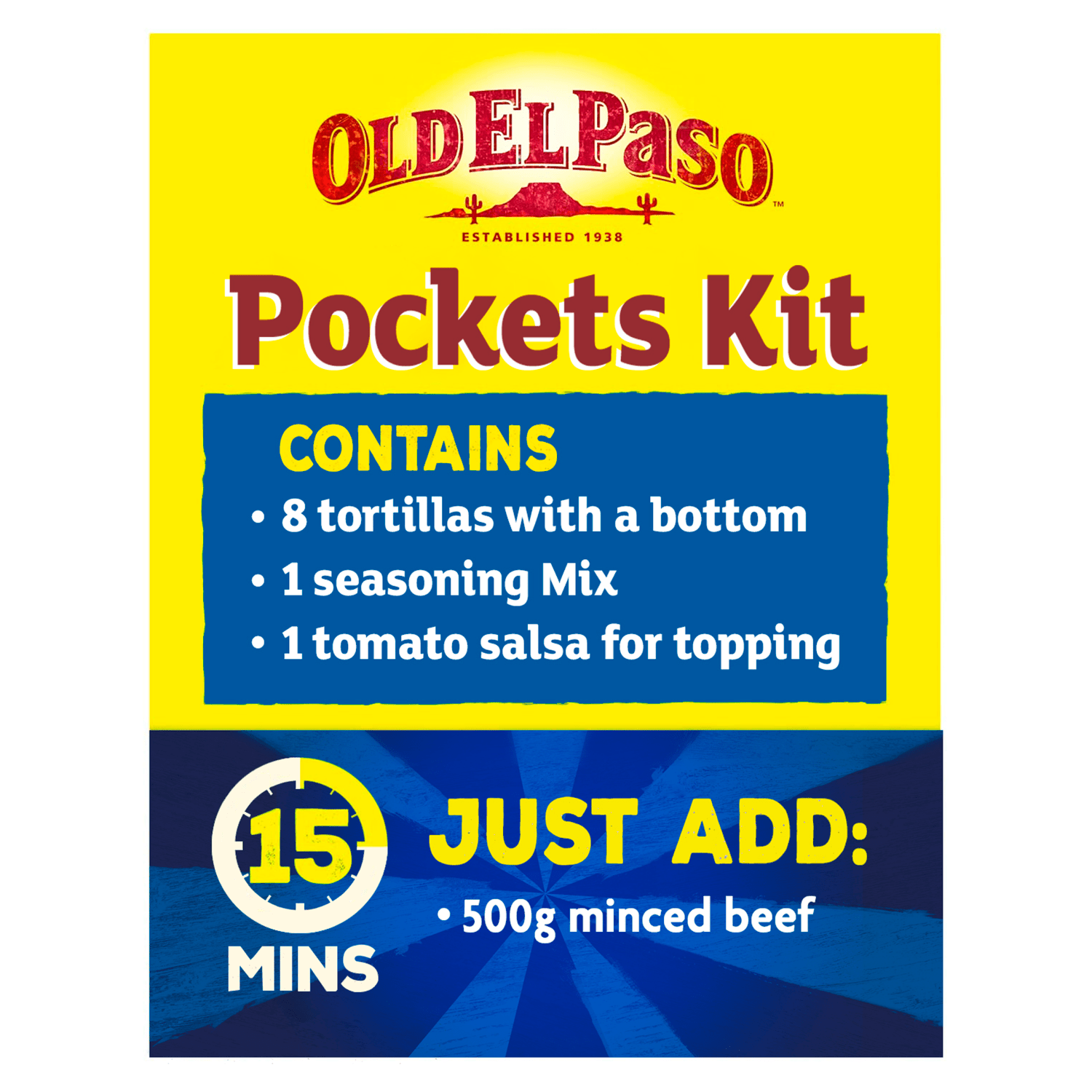 Old El Paso 8 Tortilla Pockets Kit Original 375g - UK Food & Drink - 8410076474704