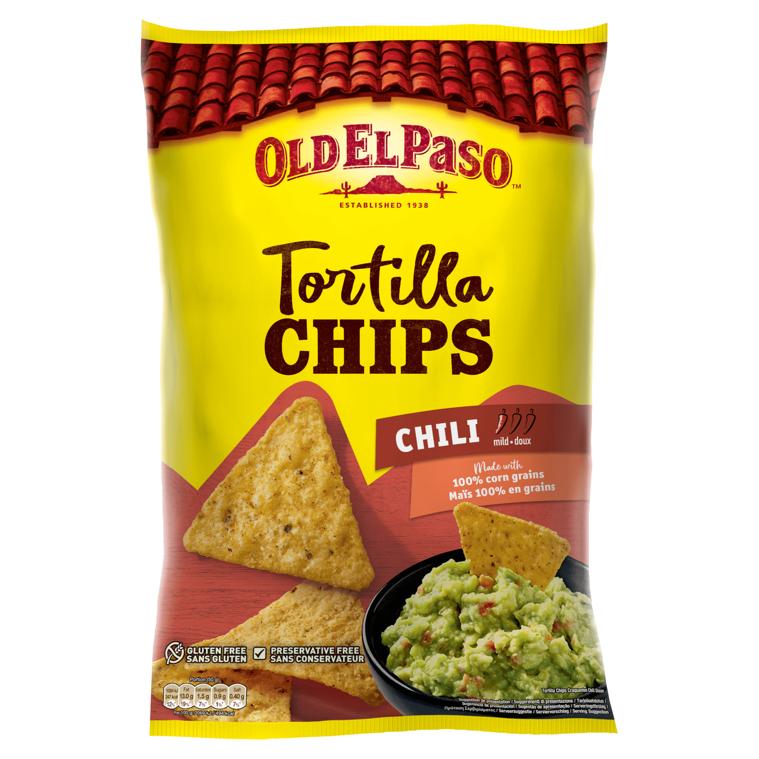 Old El Paso Crunchy Chilli Tortilla Chips 185g - UK Food & Drink - 8410076481764