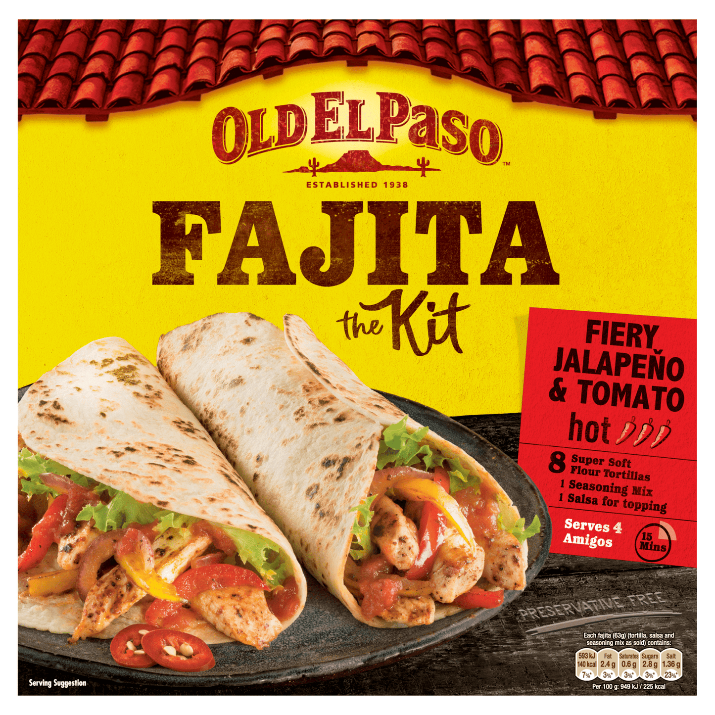 Old El Paso Fiery Jalapeño and Tomato Fajita Kit 500g - UK Food & Drink - 8410076472359