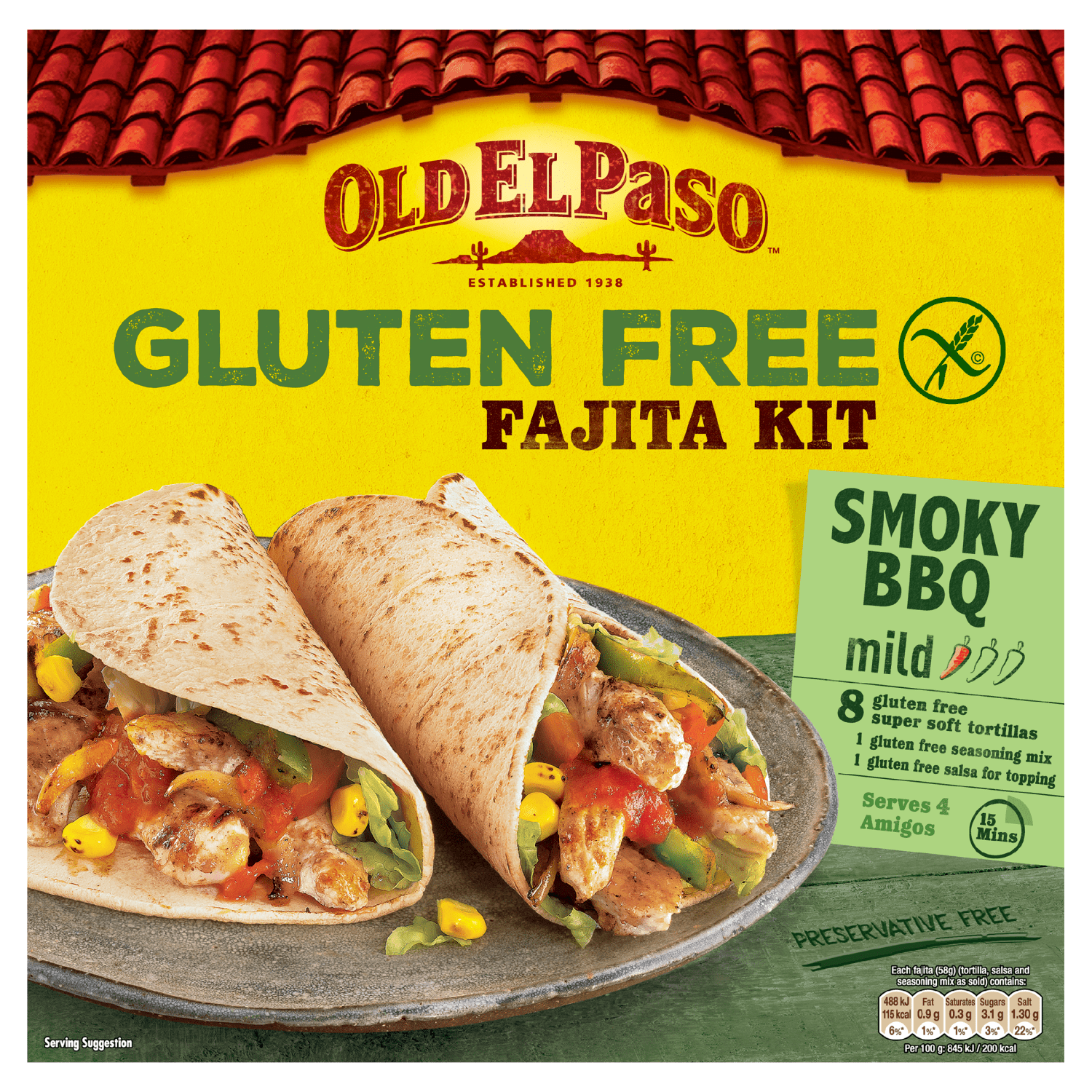 Old El Paso Gluten Free Fajita Kit Smoky BBQ 462g - UK Food & Drink - 8410076473943