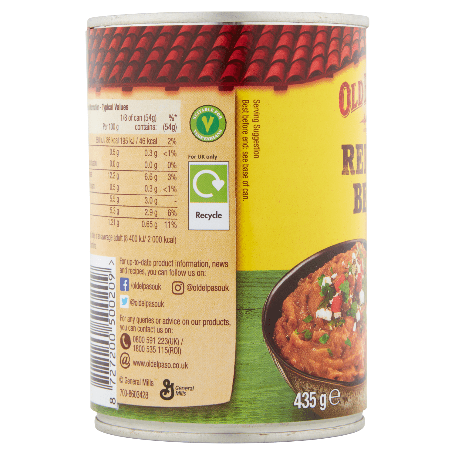 Old El Paso Refried Beans 435g - UK Food & Drink - 8727200500209