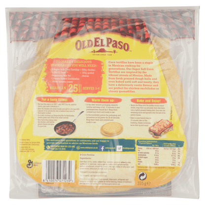Old El Paso Regular Super Soft Corn & Wheat Tortillas x8 335g - UK Food & Drink - 8410076471239