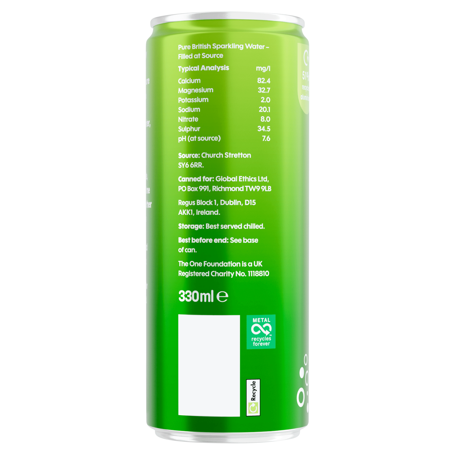 One Sparkling Water 330ml - UK Food & Drink - 5060576750216
