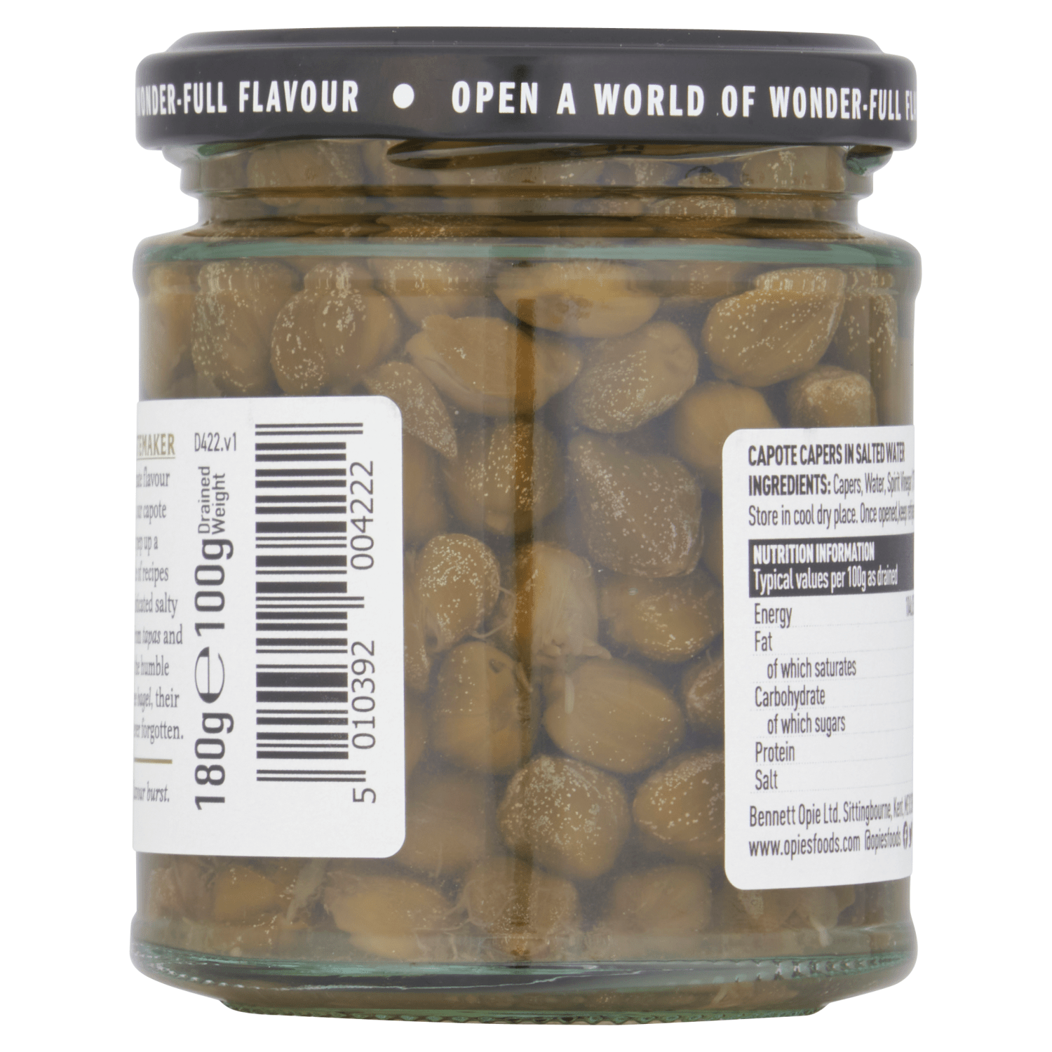 Opies Capote Capers in Salted Water 180g - UK Food & Drink - 5010392004222