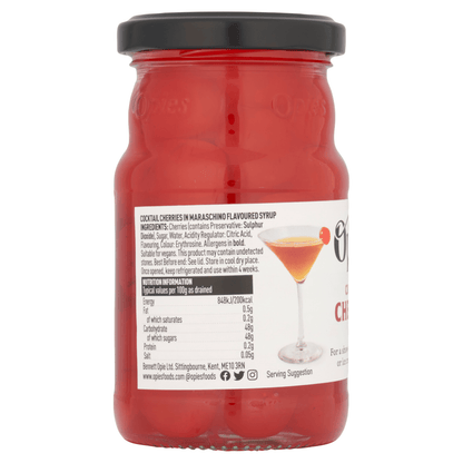 Opies Cocktail Cherries in Syrup 225g - UK Food & Drink - 5010392000194