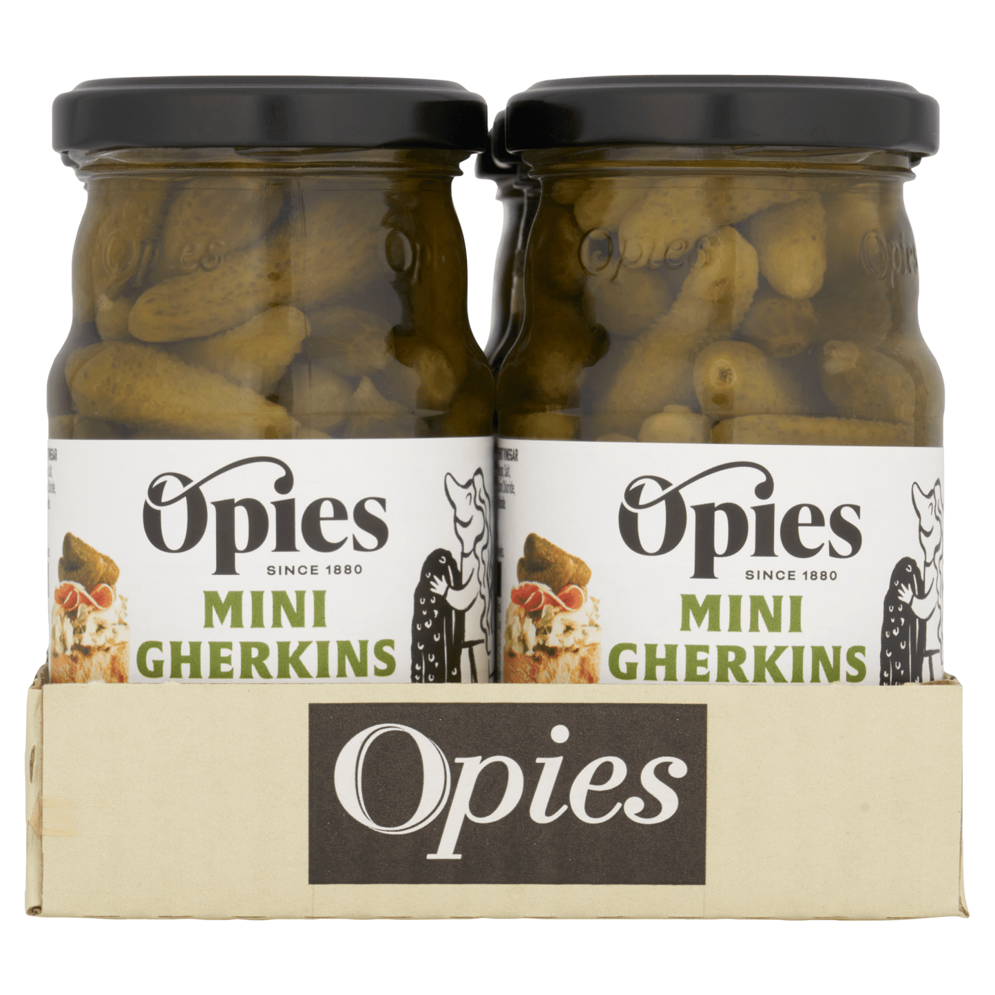 Opies Mini Gherkins Pickled in Spirit Vinegar 227g - UK Food & Drink - 5010392004109