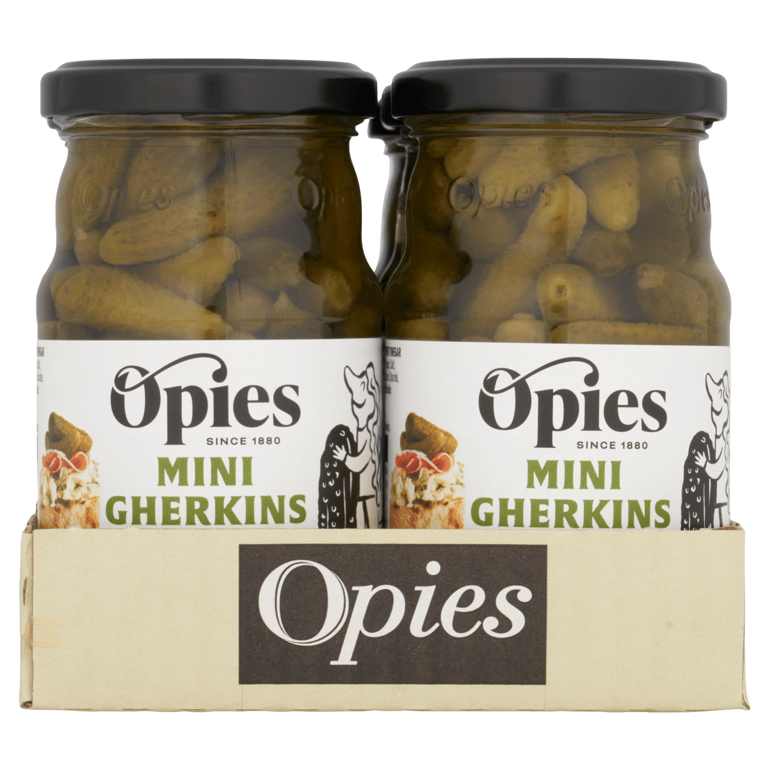 Opies Mini Gherkins Pickled in Spirit Vinegar 227g - UK Food & Drink - 5010392004109