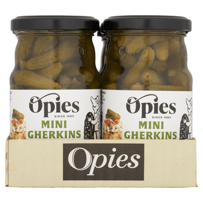 Opies Mini Gherkins Pickled in Spirit Vinegar 227g - UK Food & Drink - 5010392004109