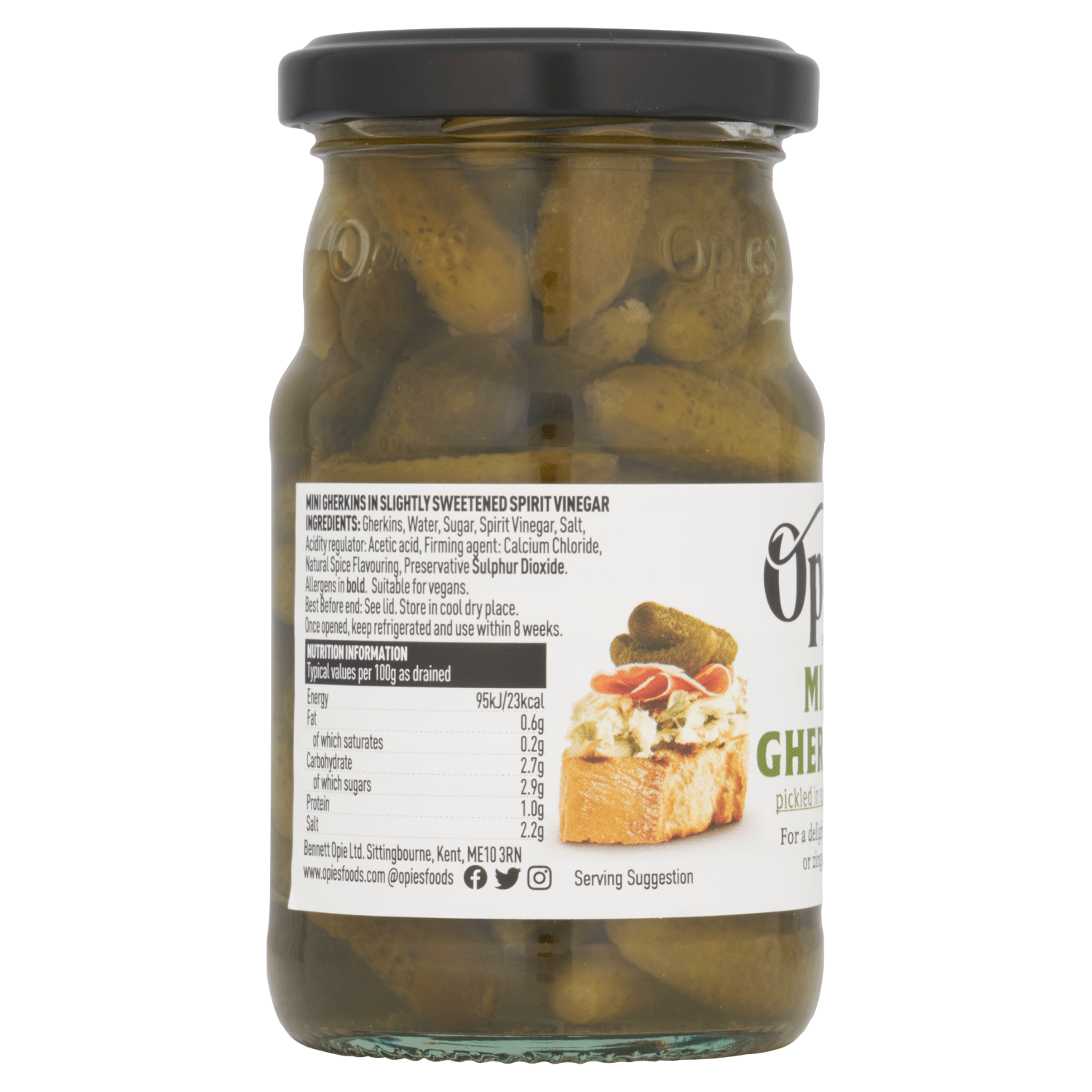 Opies Mini Gherkins Pickled in Spirit Vinegar 227g - UK Food & Drink - 5010392004109