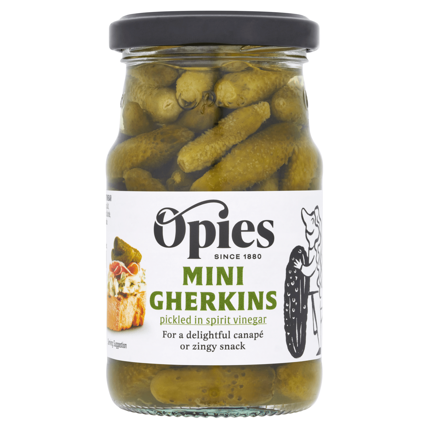 Opies Mini Gherkins Pickled in Spirit Vinegar 227g - UK Food & Drink - 5010392004109