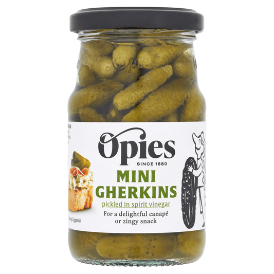 Opies Mini Gherkins Pickled in Spirit Vinegar 227g - UK Food & Drink - 5010392004109