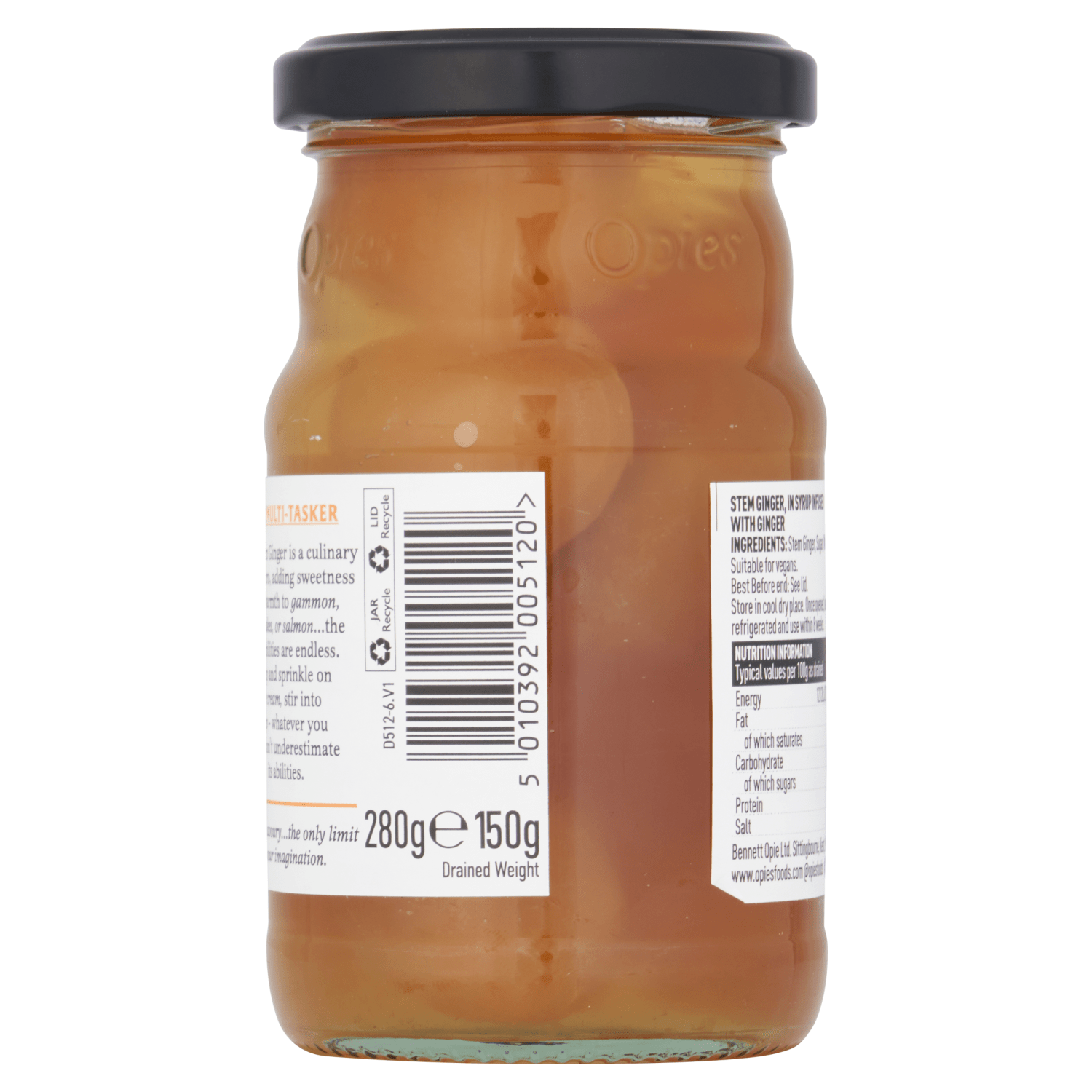 Opies Stem Ginger in Syrup 280g - UK Food & Drink - 5010392005120