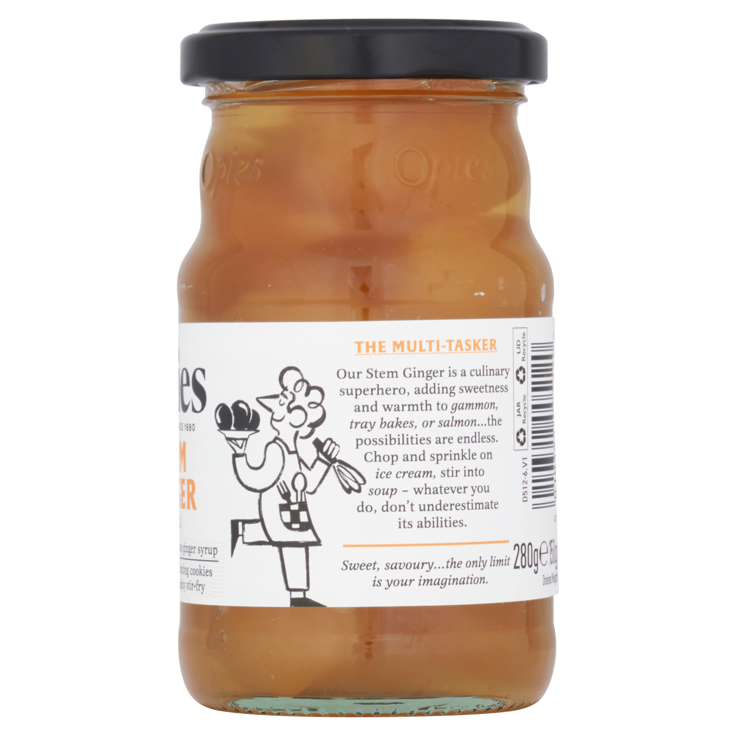 Opies Stem Ginger in Syrup 280g - UK Food & Drink - 5010392005120