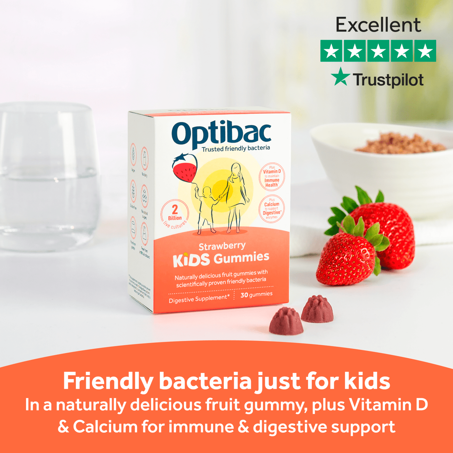 Optibac 30 Strawberry Flavour Kids Gummies 75g - UK Food & Drink - 5060086611069