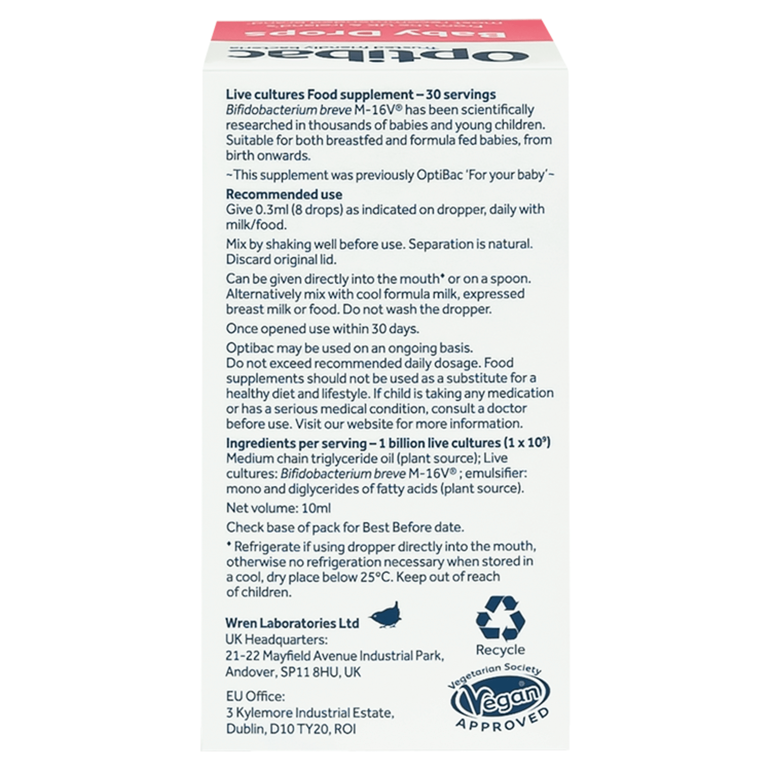 Optibac Baby Drops 0 - 3 Years 10ml - UK Food & Drink - 5060086611038