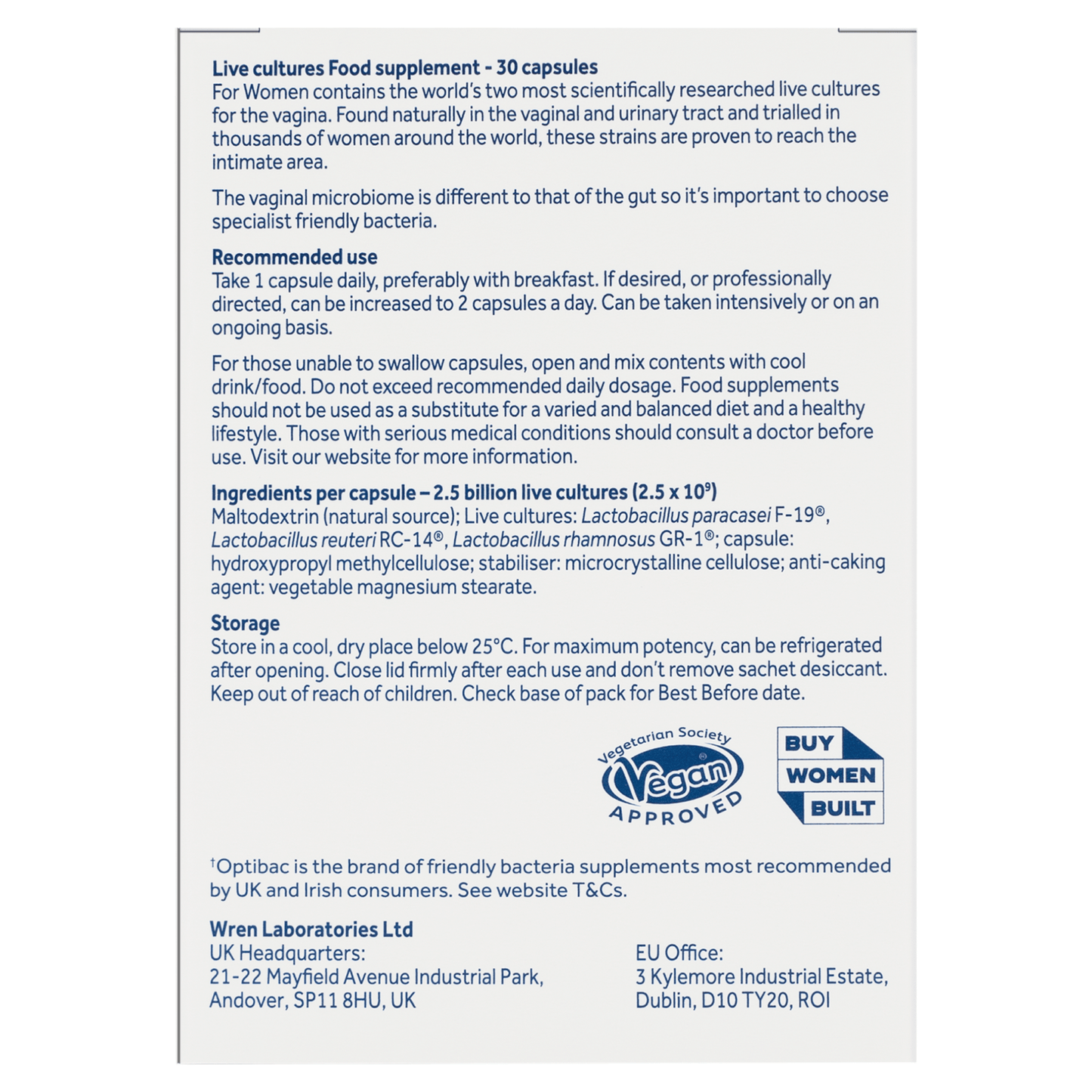 Optibac Intimate Flora for Women 30 Capsules - UK Food & Drink - 5060086610635