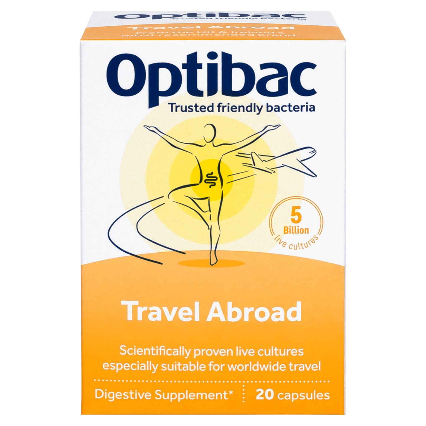 Optibac Travel Abroad Digestive Supplement 20 Capsules - UK Food & Drink - 5060086610055
