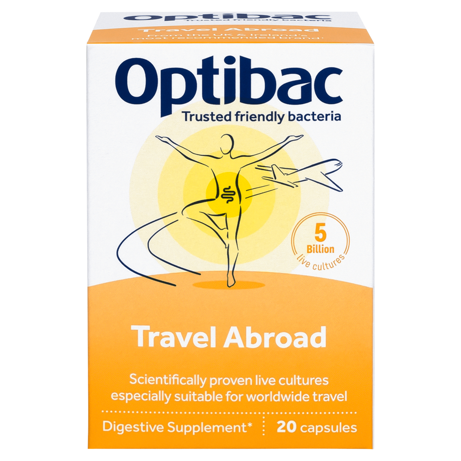 Optibac Travel Abroad Digestive Supplement 20 Capsules - UK Food & Drink - 5060086610055