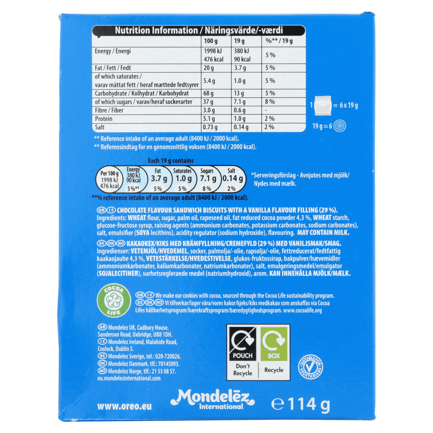 OREO Mini Vanilla Sandwich Biscuits 6 Snack Packs 114g - UK Food & Drink - 7622201802028