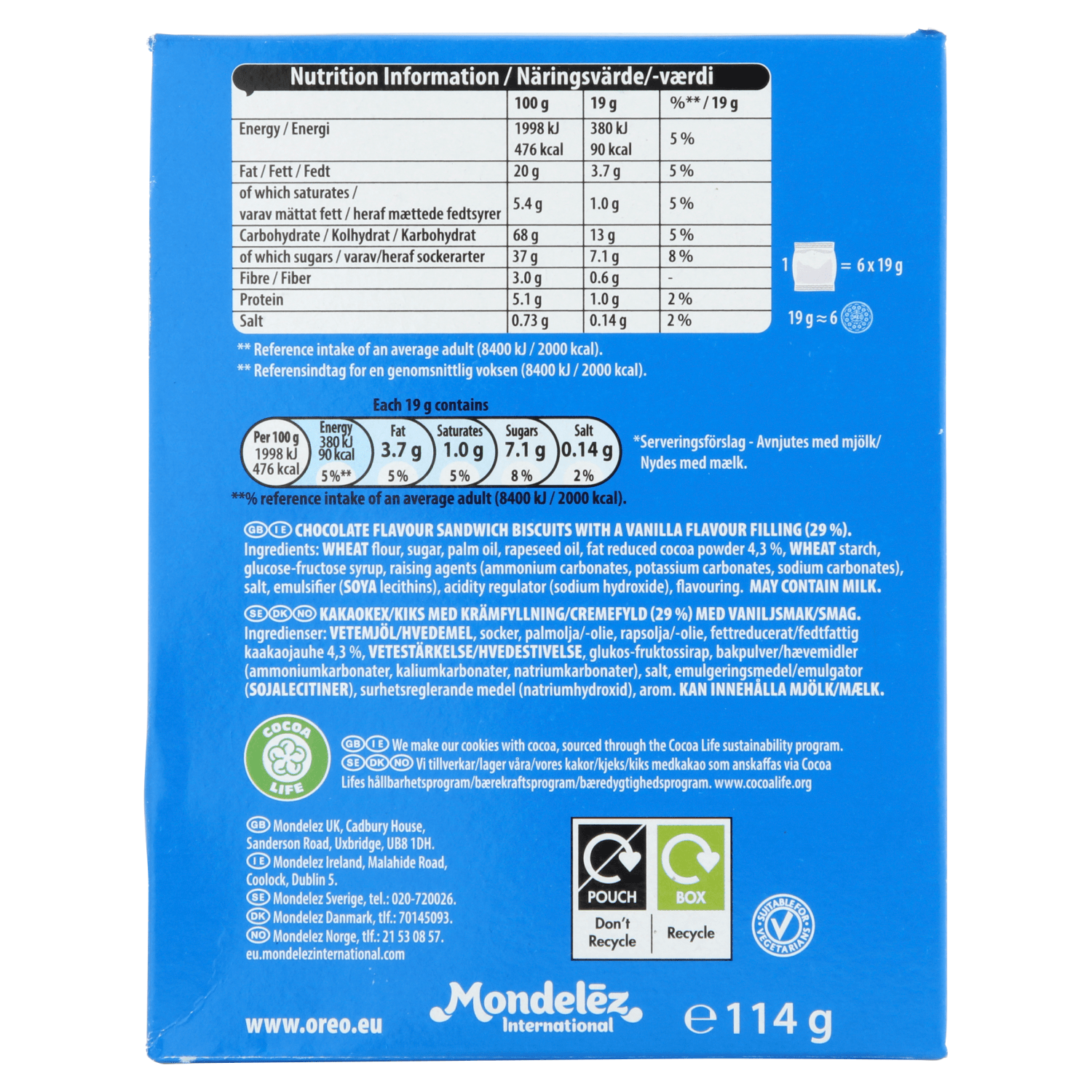 OREO Mini Vanilla Sandwich Biscuits 6 Snack Packs 114g - UK Food & Drink - 7622201802028