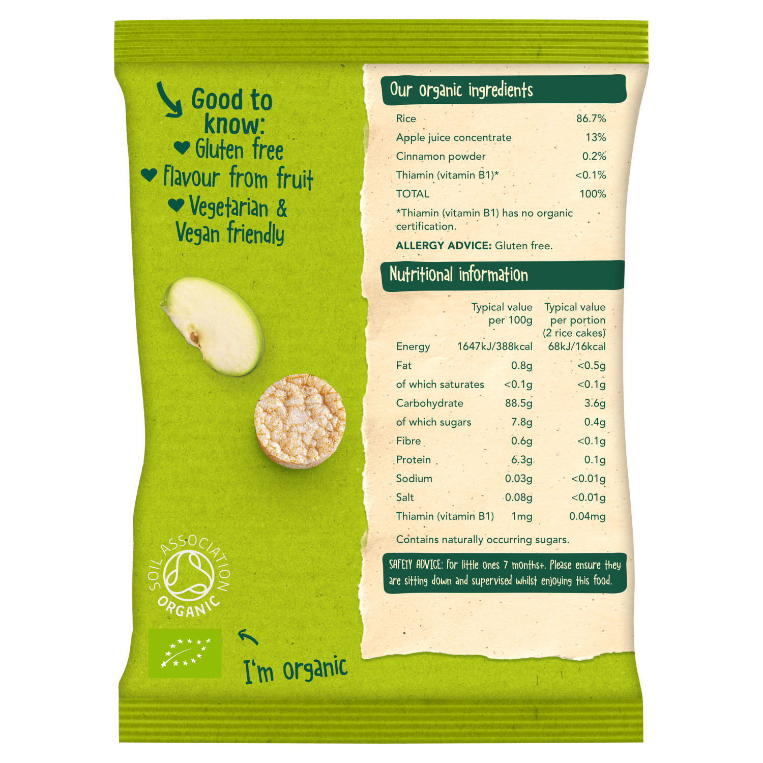 Organix Apple Rice Cake Clouds 7+ Months 40g - UK Food & Drink - 5024121804120