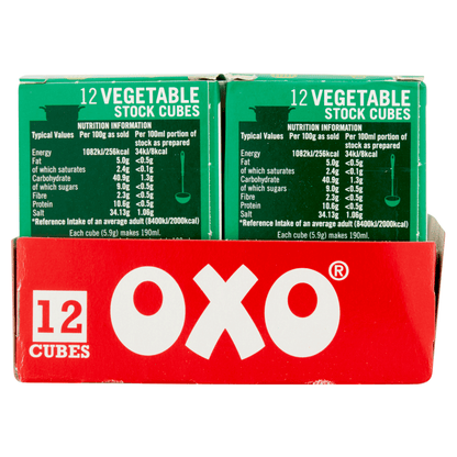 OXO 12 Vegetable Stock Cubes 71g - UK Food & Drink - 5000175411217