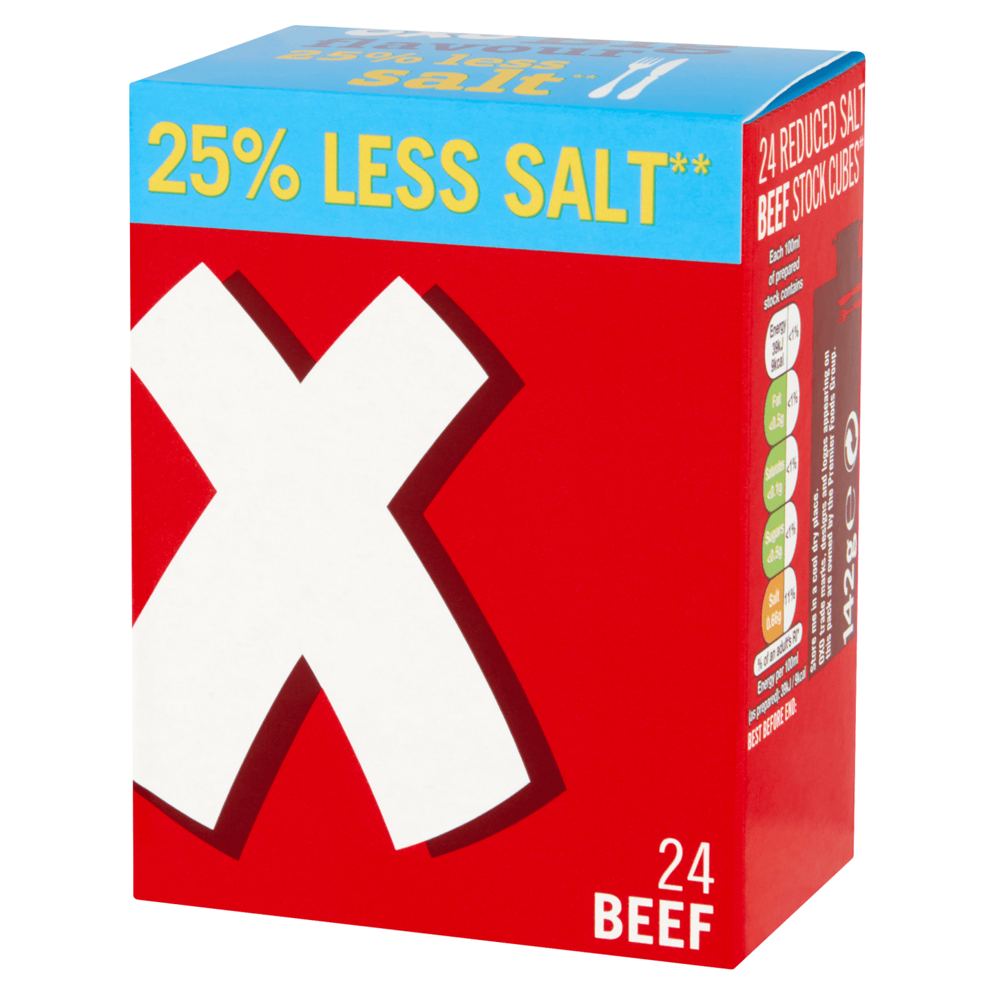 OXO 24 Reduced Salt Beef Stock Cubes 142g - UK Food & Drink - 5000354916090