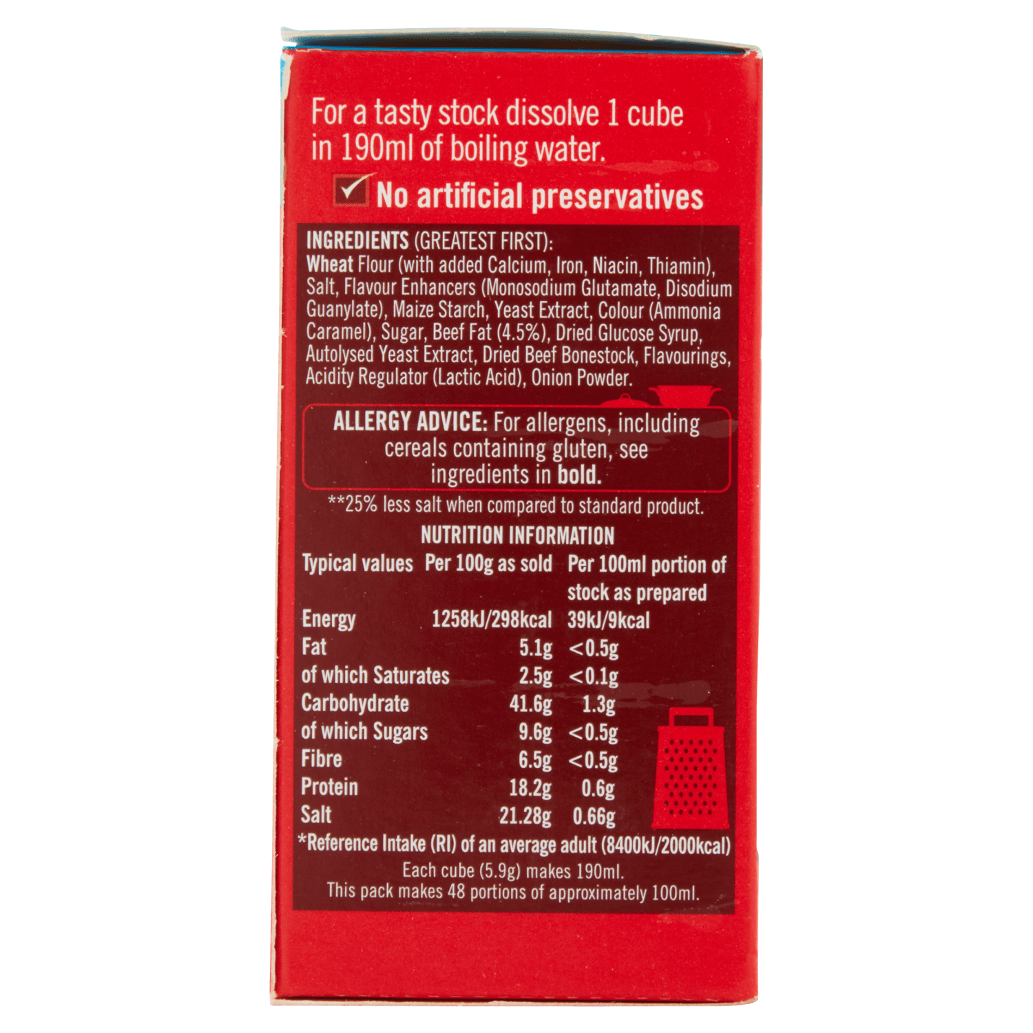 OXO 24 Reduced Salt Beef Stock Cubes 142g - UK Food & Drink - 5000354916090