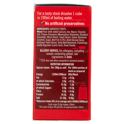 OXO 24 Reduced Salt Beef Stock Cubes 142g - UK Food & Drink - 5000354916090