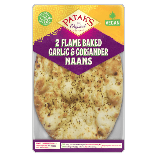 Patak's The Original 2 Flame Baked Garlic & Coriander Naans - UK Food & Drink - 5010338301668