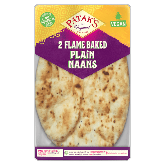 Patak's the Original 2 Flame Baked Plain Naans - UK Food & Drink - 5010338301651