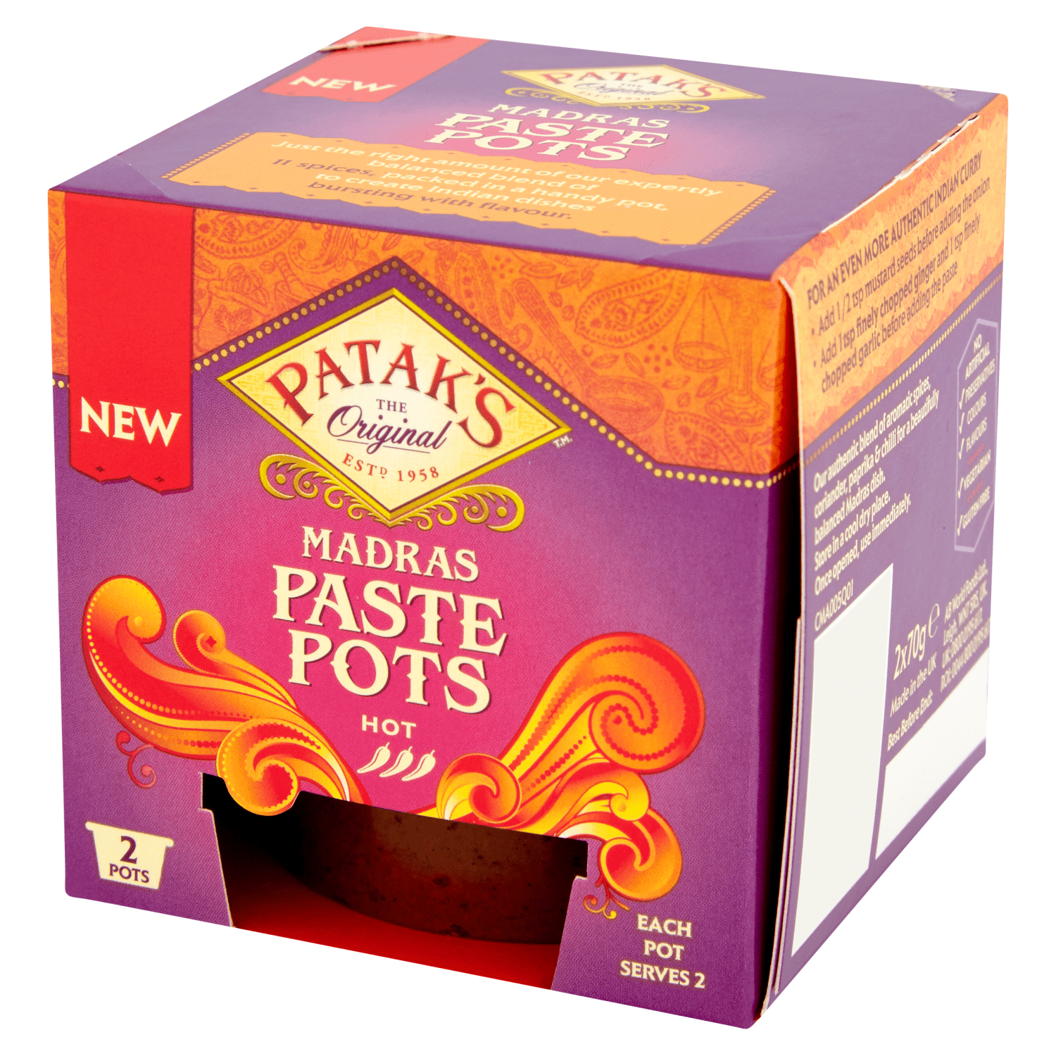 Patak's The Original Madras Paste Pots 2 x 70g - UK Food & Drink - 5011308900942