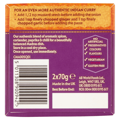 Patak's The Original Madras Paste Pots 2 x 70g - UK Food & Drink - 5011308900942