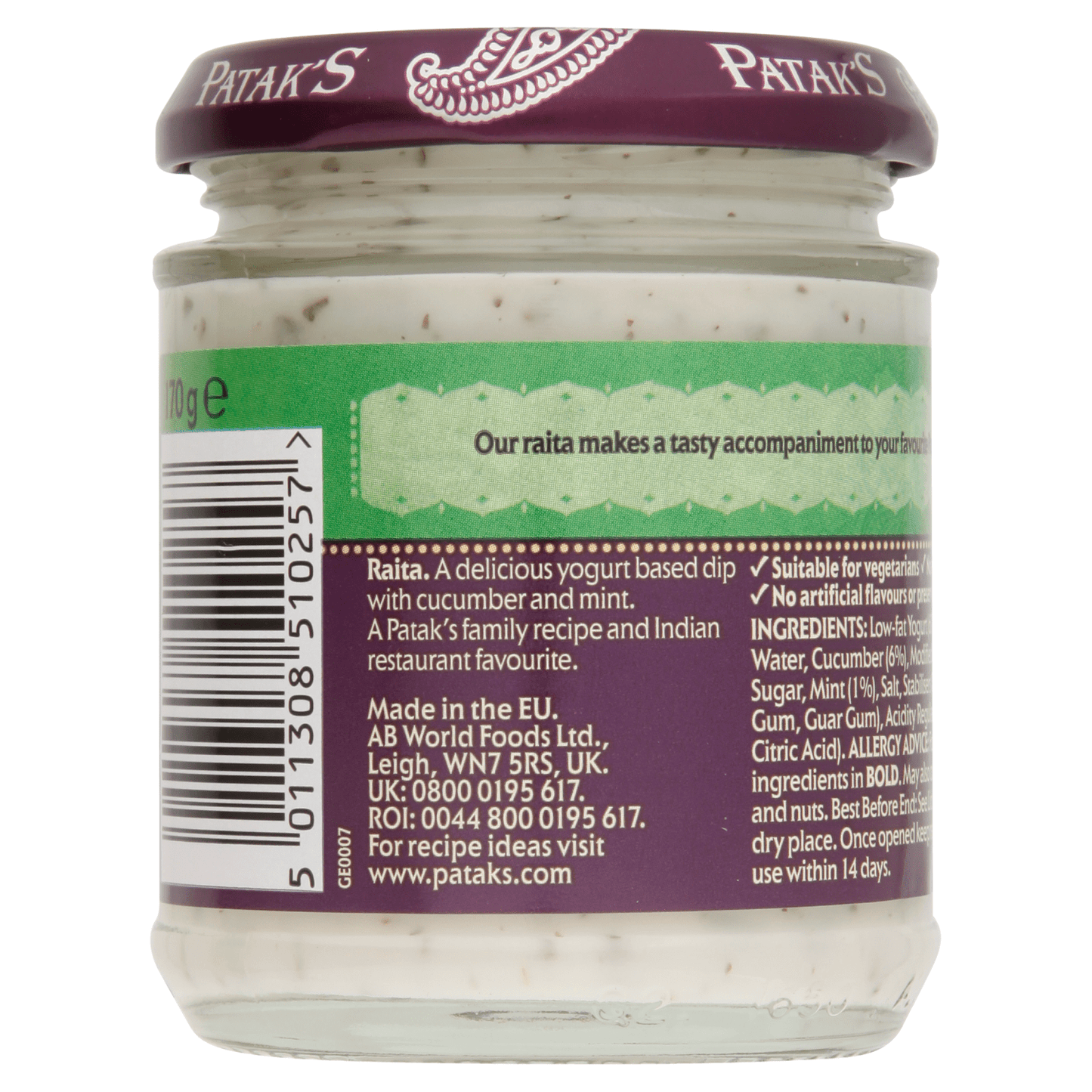 Patak's the Original Raita 170g - UK Food & Drink - 5011308510257