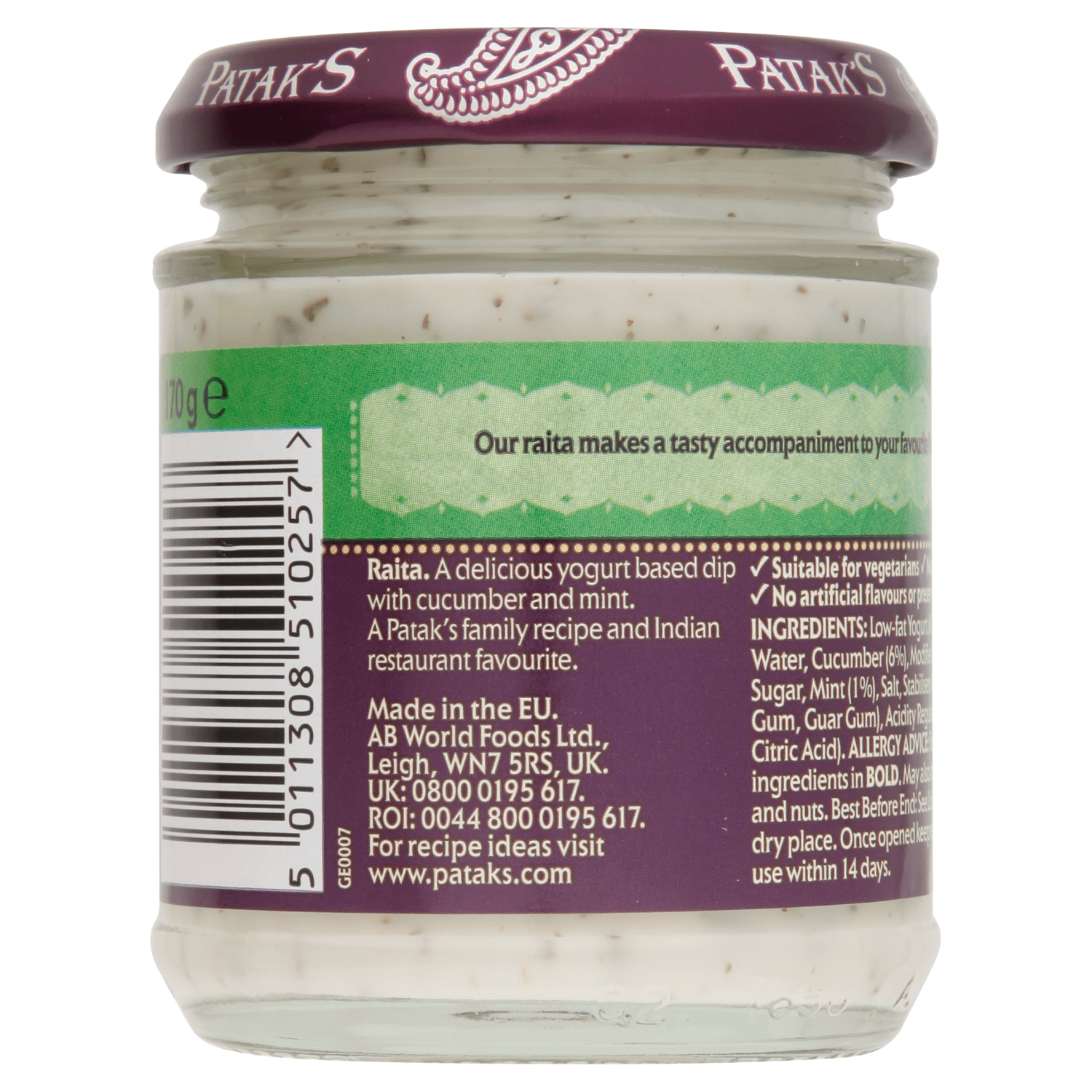 Patak's the Original Raita 170g - UK Food & Drink - 5011308510257