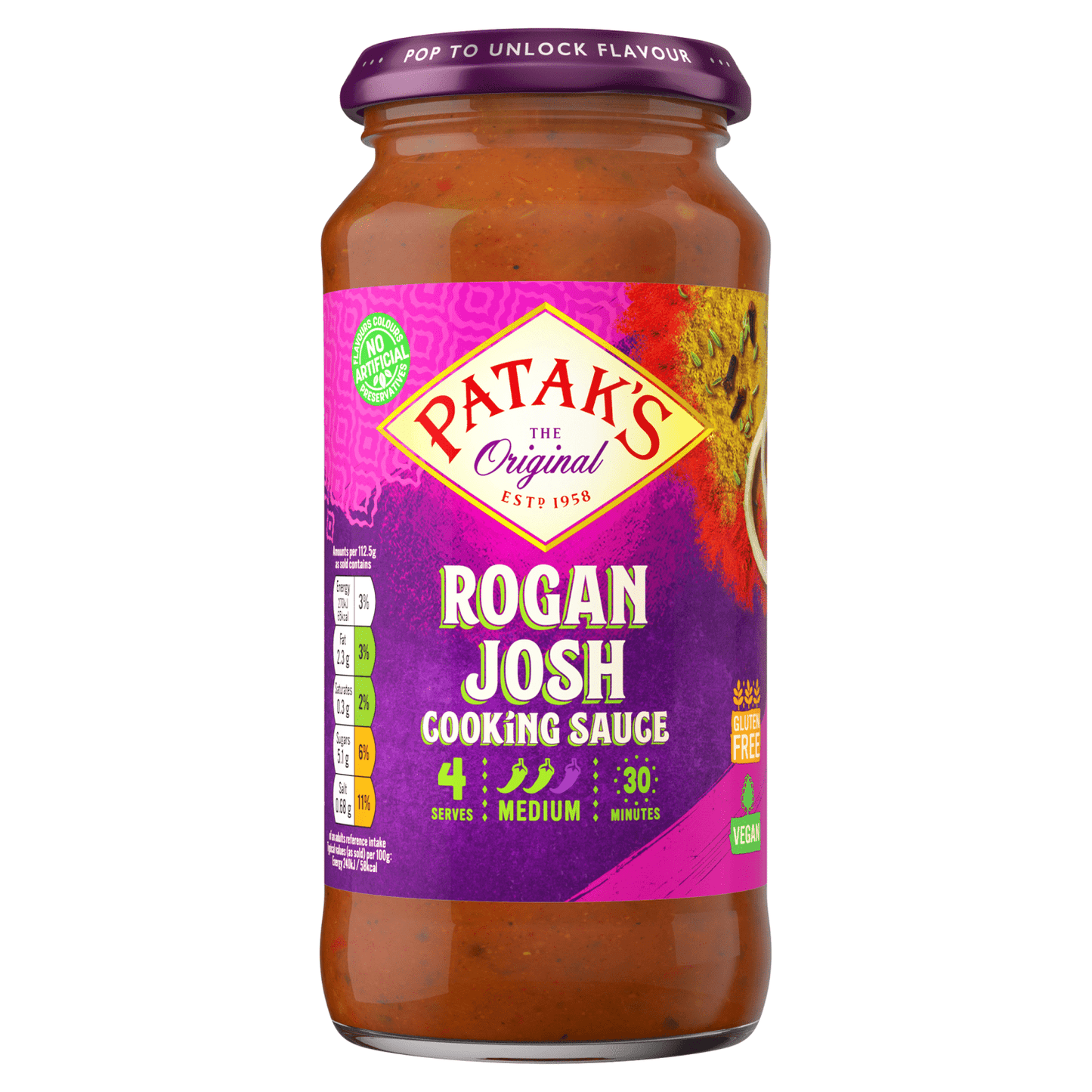 Patak's The Original Rogan Josh Cooking Sauce 450g - UK Food & Drink - 5011308505031