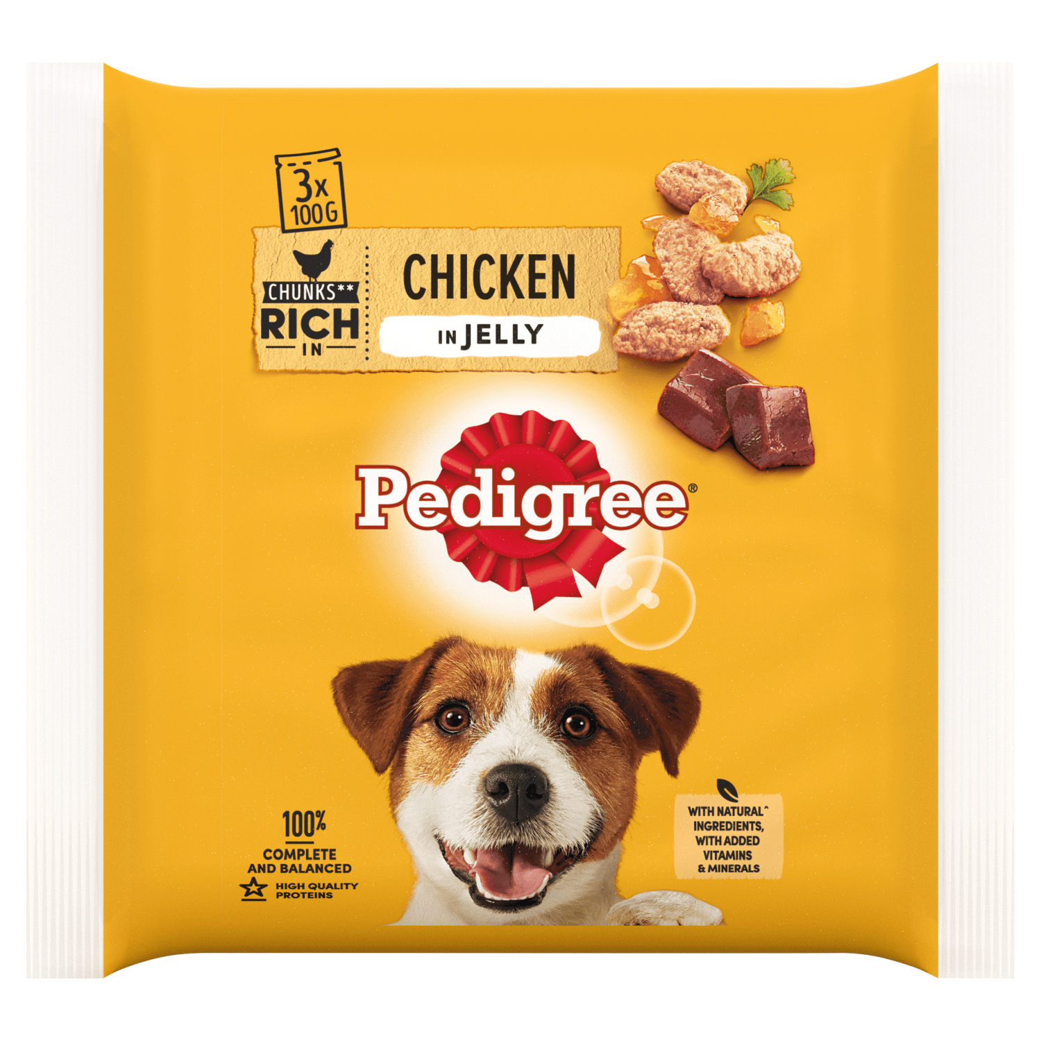 Pedigree Adult Wet Dog Food Pouches Chicken in Jelly 3 x 100g - UK Food & Drink - 5900951277979