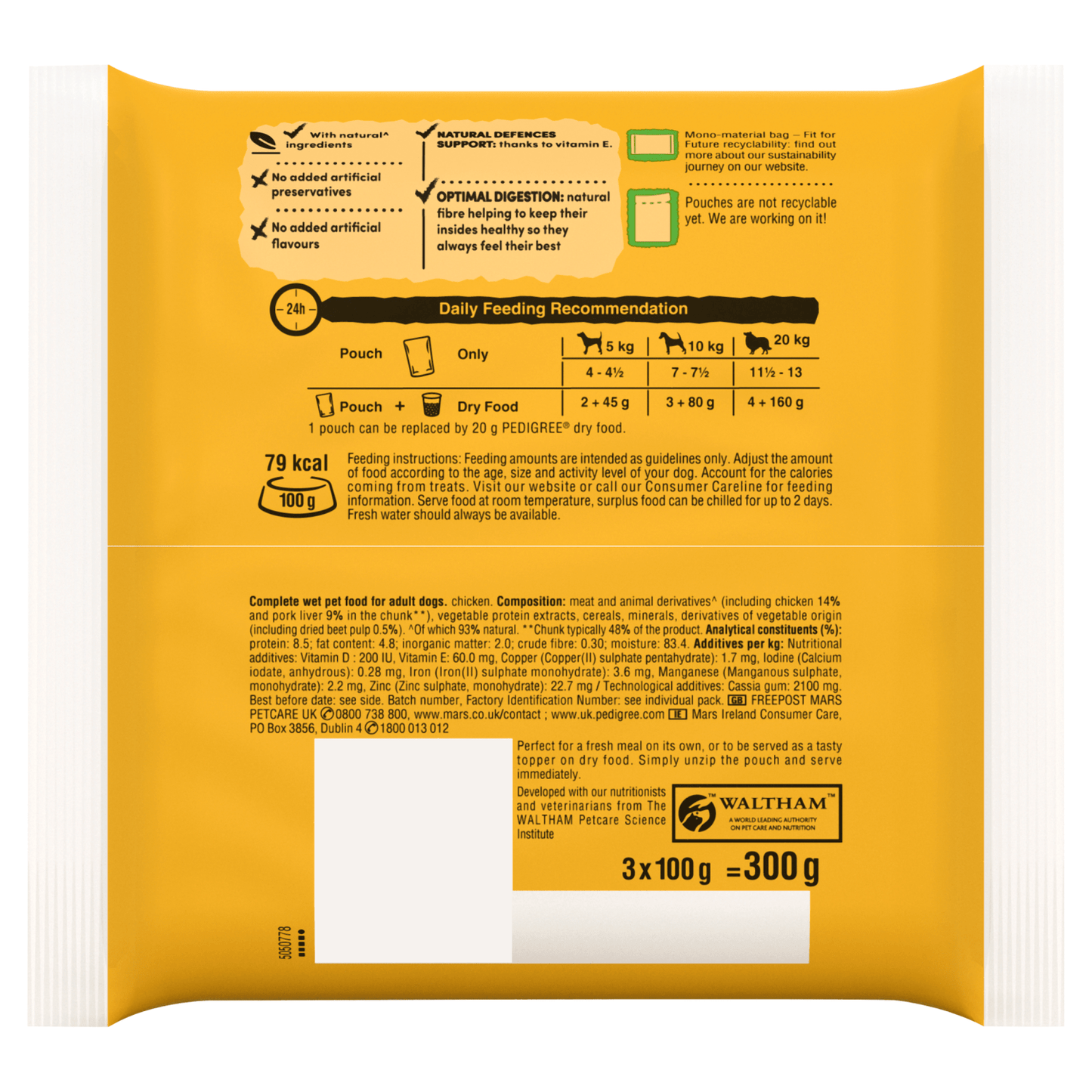 Pedigree Adult Wet Dog Food Pouches Chicken in Jelly 3 x 100g - UK Food & Drink - 5900951277979