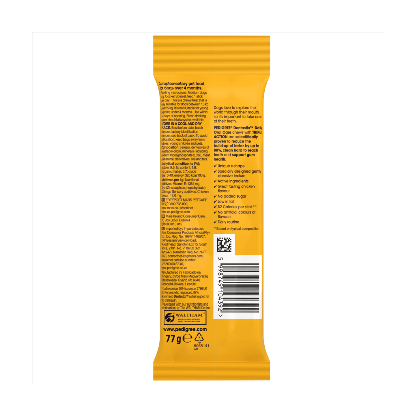 Pedigree Dentastix Daily Adult Medium Dog Treats 3 x Dental Sticks 77g - UK Food & Drink - 5998749104392