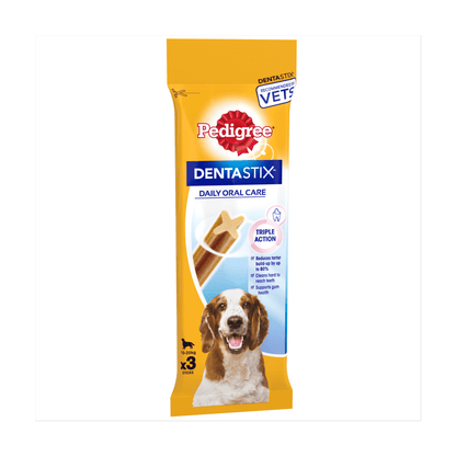 Pedigree Dentastix Daily Adult Medium Dog Treats 3 x Dental Sticks 77g - UK Food & Drink - 5998749104392