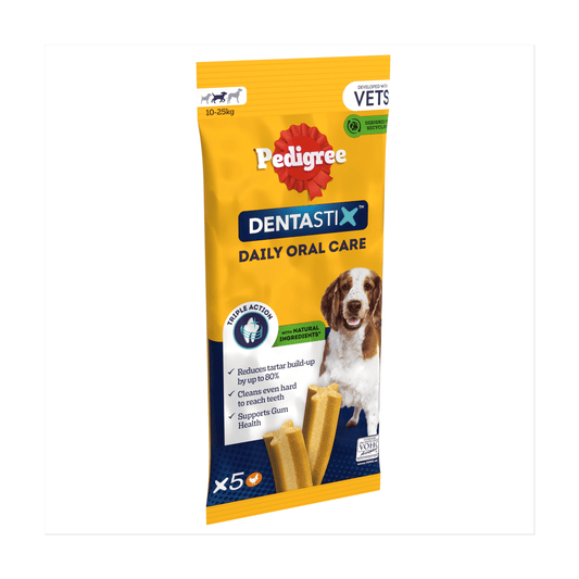 Pedigree Dentastix Daily Oral Care Medium 10 - 25kg 5 Sticks 128g - UK Food & Drink - 5010394004718