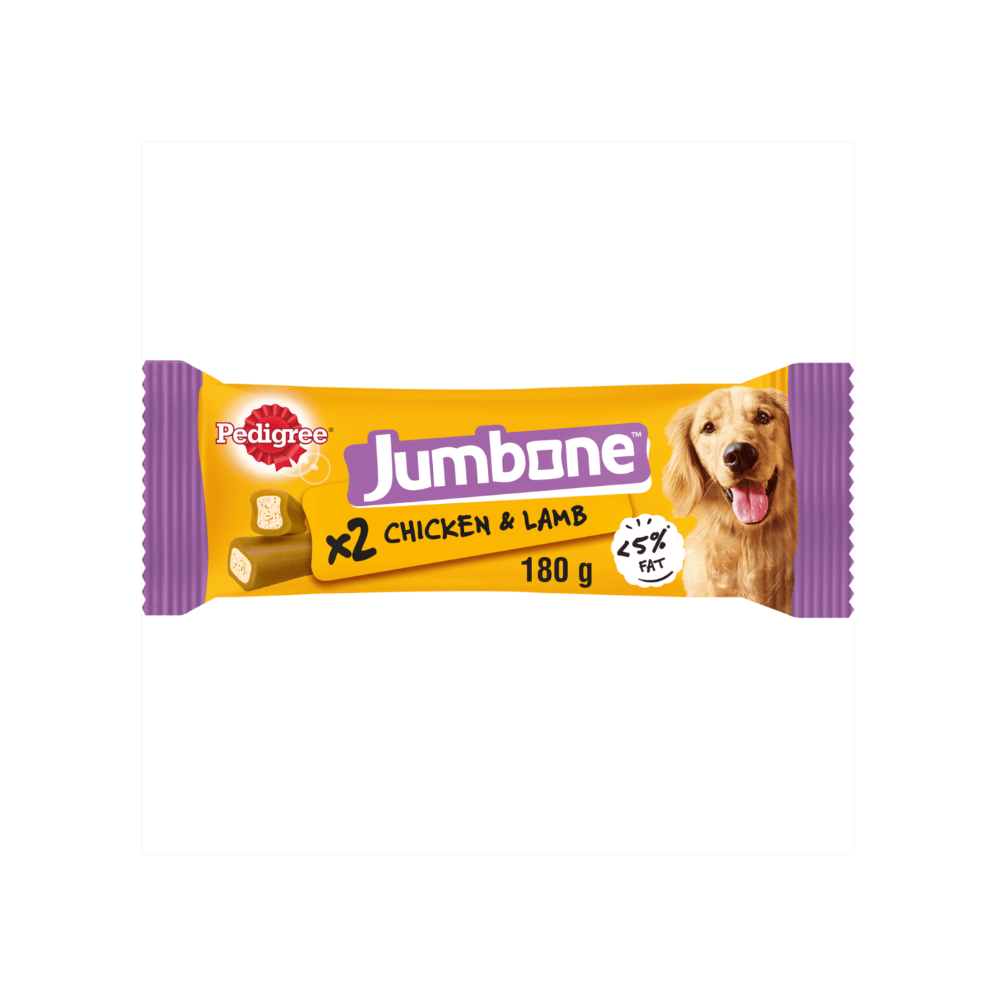 Pedigree Jumbone Adult Medium Dog Treat Chicken & Lamb 2 Chews 180g - UK Food & Drink - 5010394003780