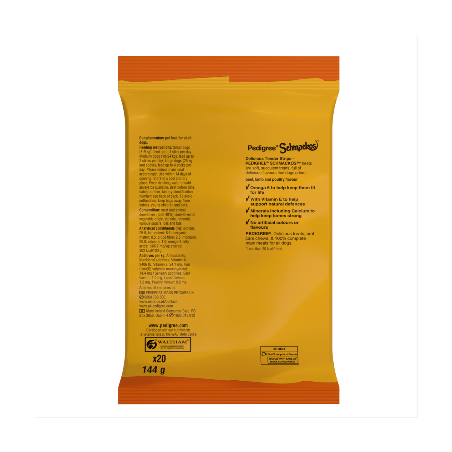 Pedigree Schmackos Adult Dog Treats Meaty Multi Mix 20 Strips 144g - UK Food & Drink - 5010394003537