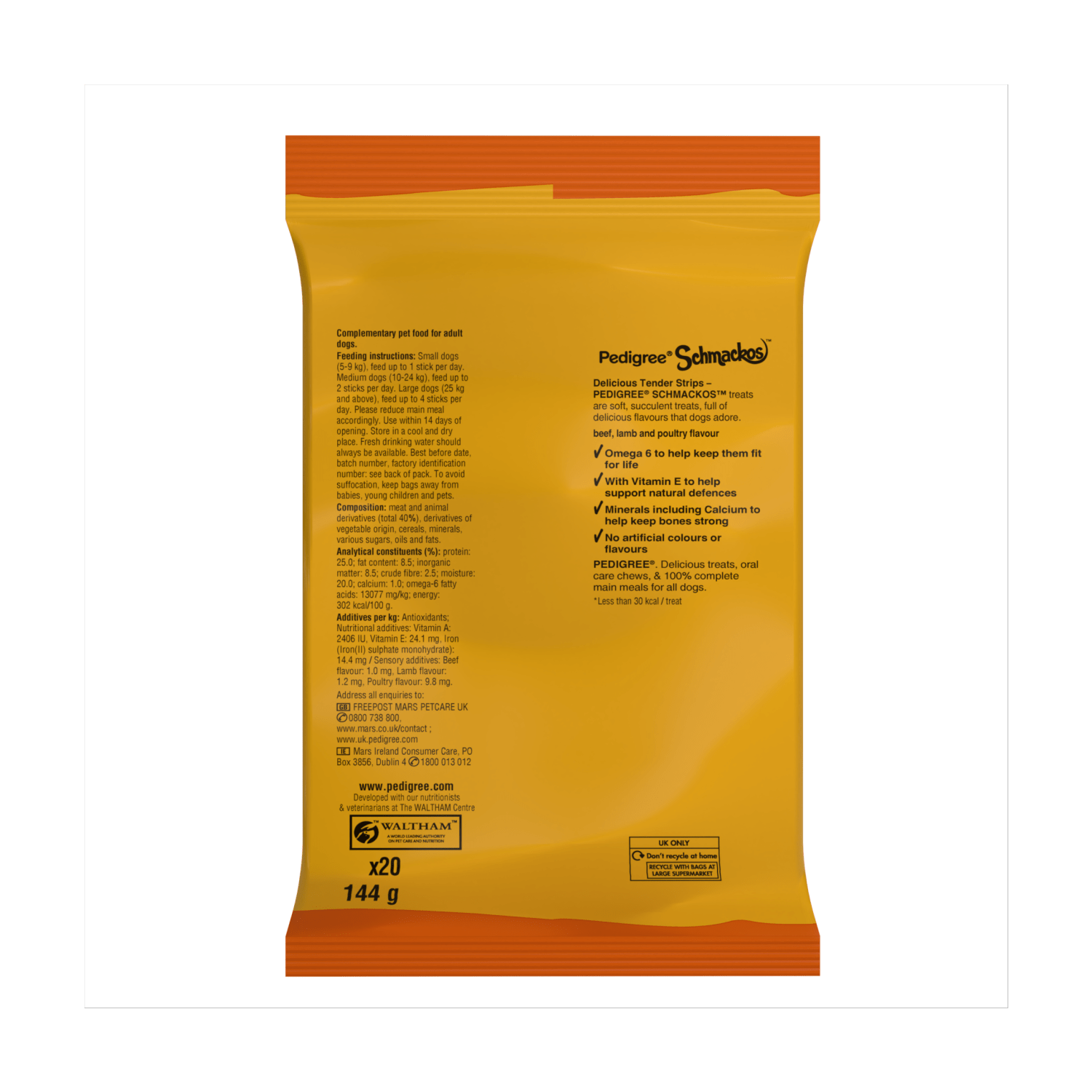 Pedigree Schmackos Adult Dog Treats Meaty Multi Mix 20 Strips 144g - UK Food & Drink - 5010394003537